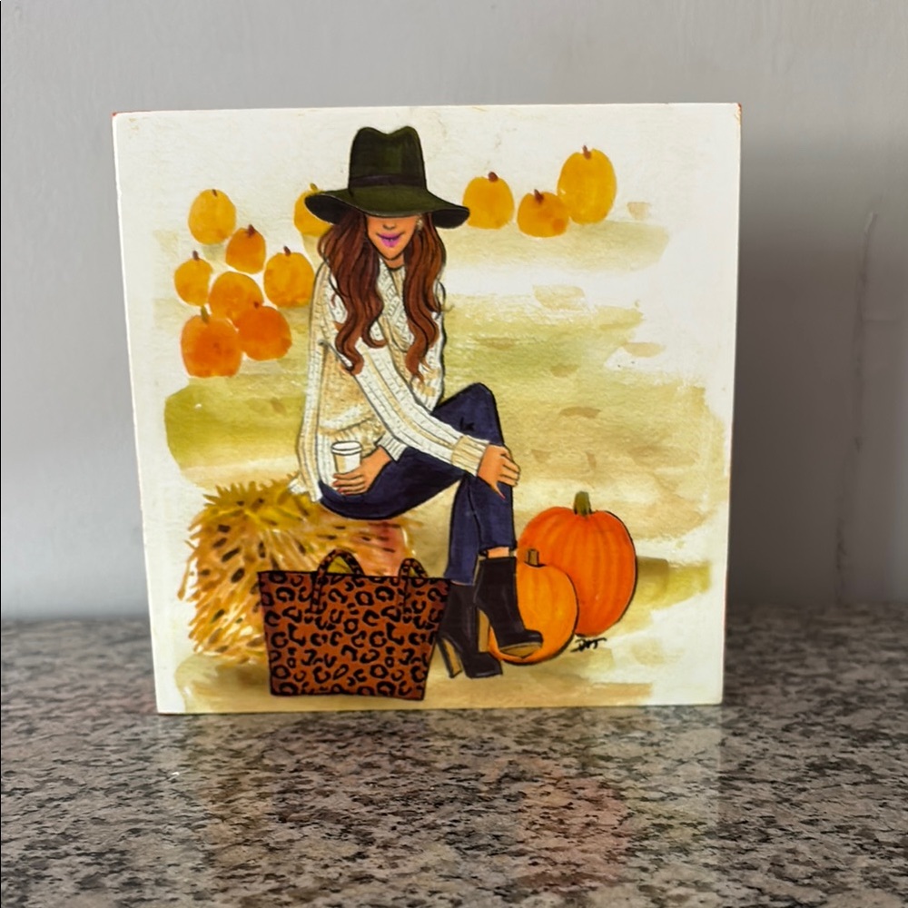 Chic Autumn Decor Block with Pumpkins